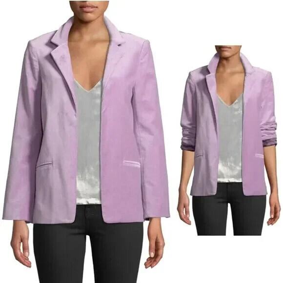 NWT ZADIG & VOLTAIRE Volly Velour Open Front Jacket Size 36 US S Pink #1G473 - Picture 1 of 13
